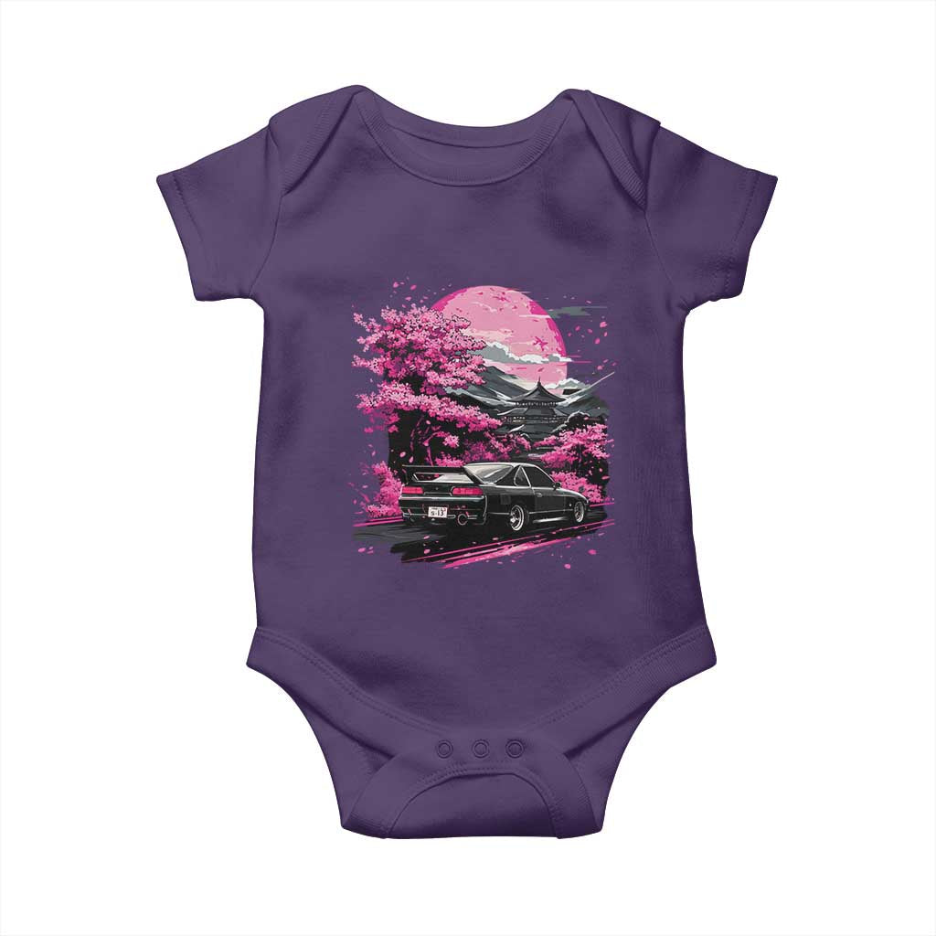 JDM Japanese Baby Onesie Tokyo Japan Drift Race Car Mount Fuji Cherry Blossom Sakura TS10 Purple Print Your Wear