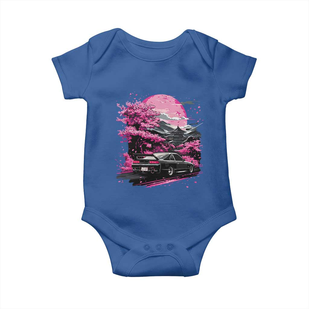 JDM Japanese Baby Onesie Tokyo Japan Drift Race Car Mount Fuji Cherry Blossom Sakura TS10 Royal Blue Print Your Wear