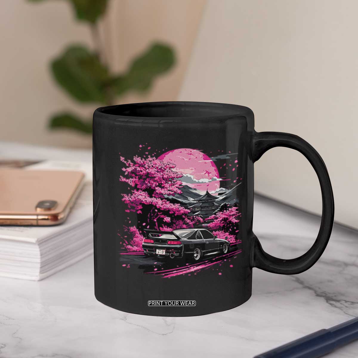 JDM Japanese Coffee Mug Tokyo Japan Drift Race Car Mount Fuji Cherry Blossom Sakura TS10 Print Your Wear