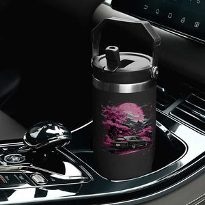JDM Japanese Flip Straw Tumbler Tokyo Japan Drift Race Car Mount Fuji Cherry Blossom Sakura TS10 Print Your Wear