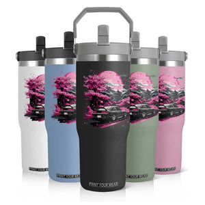 JDM Japanese Flip Straw Tumbler Tokyo Japan Drift Race Car Mount Fuji Cherry Blossom Sakura TS10 Print Your Wear