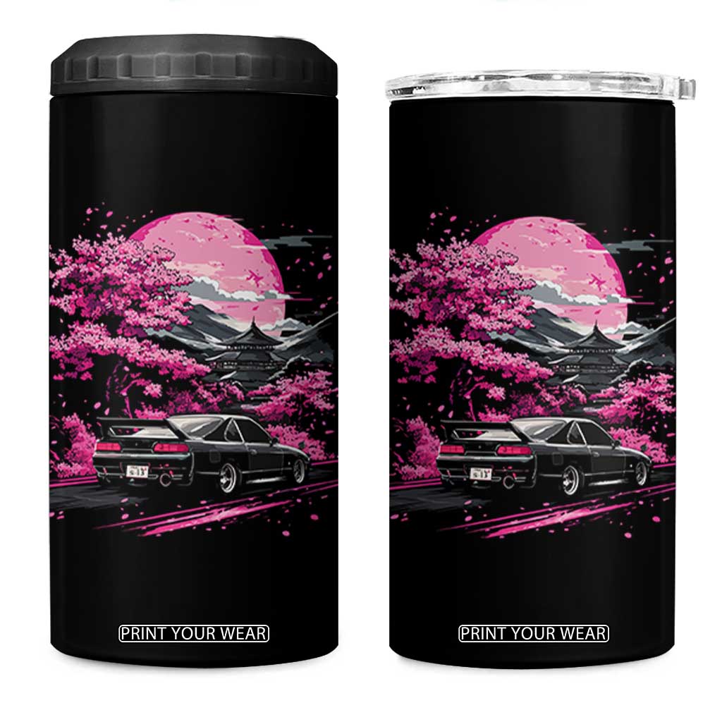 JDM Japanese 4 in 1 Can Cooler Tumbler Tokyo Japan Drift Race Car Mount Fuji Cherry Blossom Sakura TS10 One Size: 16 oz Black Print Your Wear