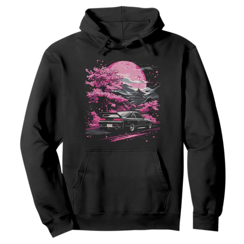 JDM Japanese Hoodie Tokyo Japan Drift Race Car Mount Fuji Cherry Blossom Sakura TS10 Black Print Your Wear