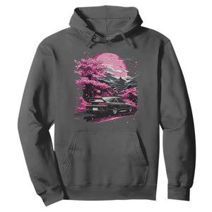 JDM Japanese Hoodie Tokyo Japan Drift Race Car Mount Fuji Cherry Blossom Sakura TS10 Dark Heather Print Your Wear
