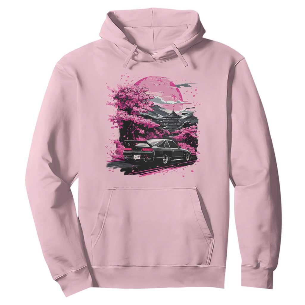 JDM Japanese Hoodie Tokyo Japan Drift Race Car Mount Fuji Cherry Blossom Sakura TS10 Light Pink Print Your Wear