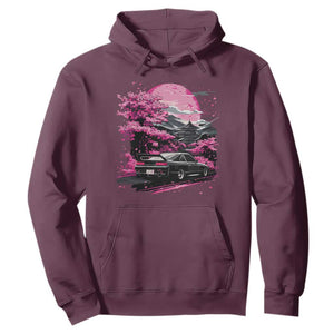 JDM Japanese Hoodie Tokyo Japan Drift Race Car Mount Fuji Cherry Blossom Sakura TS10 Maroon Print Your Wear