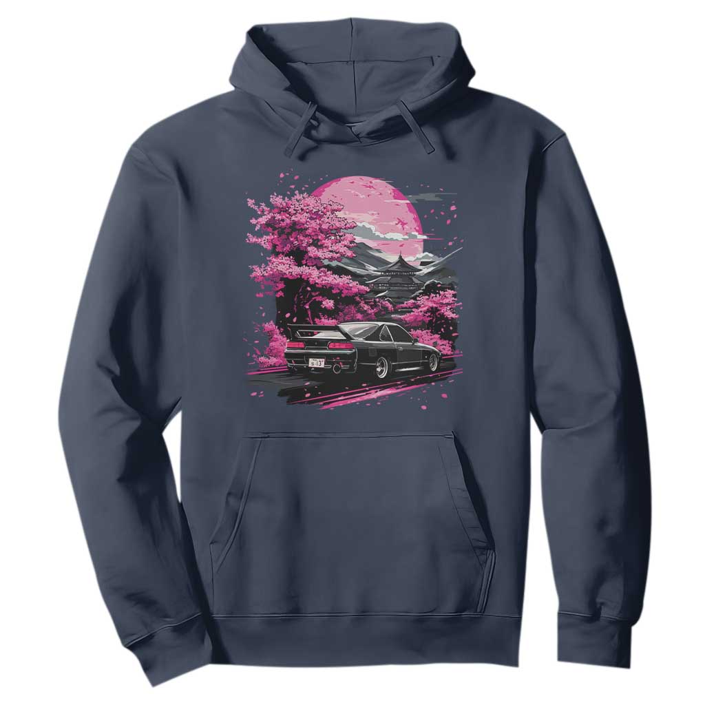 JDM Japanese Hoodie Tokyo Japan Drift Race Car Mount Fuji Cherry Blossom Sakura TS10 Navy Print Your Wear