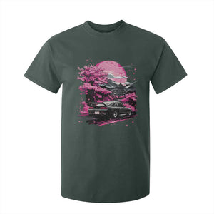 JDM Japanese T Shirt For Kid Tokyo Japan Drift Race Car Mount Fuji Cherry Blossom Sakura TS10 Dark Forest Green Print Your Wear