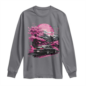 JDM Japanese Long Sleeve Shirt Tokyo Japan Drift Race Car Mount Fuji Cherry Blossom Sakura TS10 Charcoal Print Your Wear
