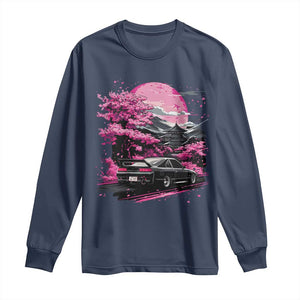 JDM Japanese Long Sleeve Shirt Tokyo Japan Drift Race Car Mount Fuji Cherry Blossom Sakura TS10 Navy Print Your Wear
