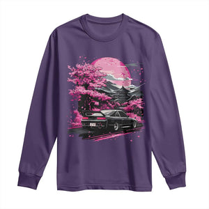 JDM Japanese Long Sleeve Shirt Tokyo Japan Drift Race Car Mount Fuji Cherry Blossom Sakura TS10 Purple Print Your Wear
