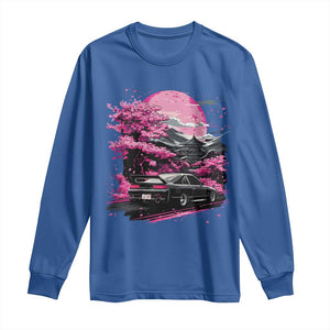 JDM Japanese Long Sleeve Shirt Tokyo Japan Drift Race Car Mount Fuji Cherry Blossom Sakura TS10 Royal Blue Print Your Wear