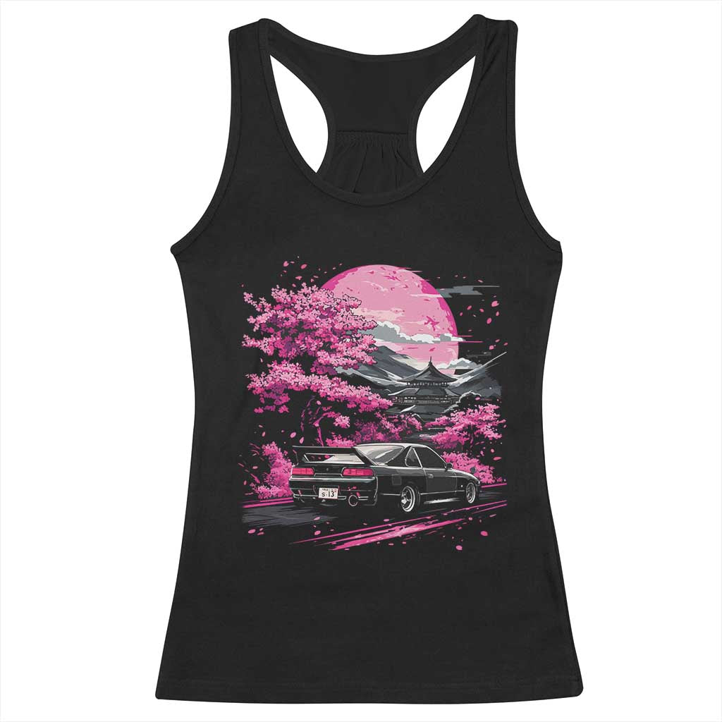 JDM Japanese Racerback Tank Top Tokyo Japan Drift Race Car Mount Fuji Cherry Blossom Sakura TS10 Black Print Your Wear