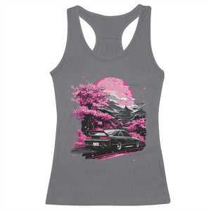 JDM Japanese Racerback Tank Top Tokyo Japan Drift Race Car Mount Fuji Cherry Blossom Sakura TS10 Charcoal Print Your Wear