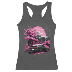 JDM Japanese Racerback Tank Top Tokyo Japan Drift Race Car Mount Fuji Cherry Blossom Sakura TS10 Dark Heather Print Your Wear