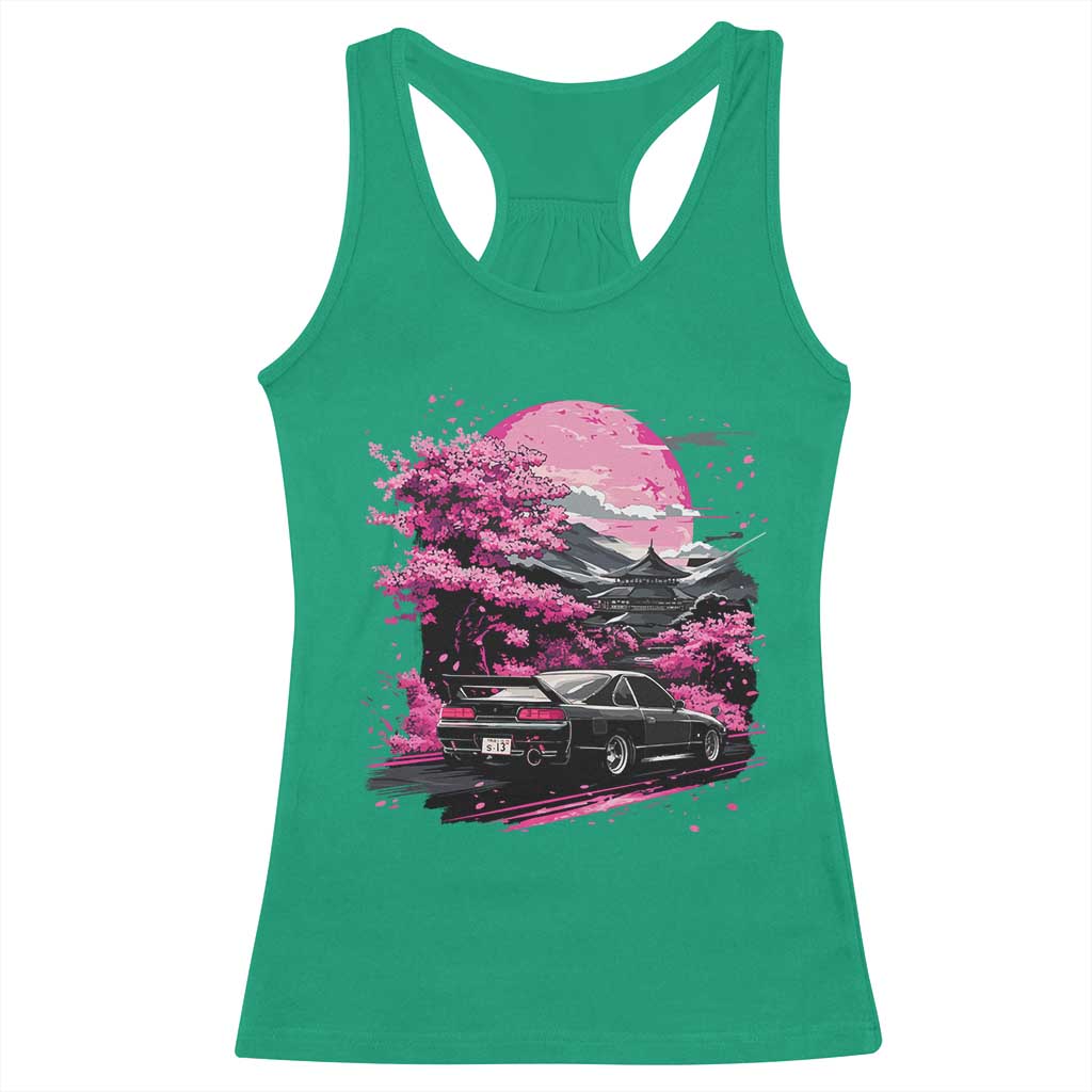 JDM Japanese Racerback Tank Top Tokyo Japan Drift Race Car Mount Fuji Cherry Blossom Sakura TS10 Irish Green Print Your Wear