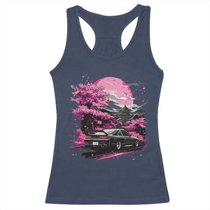 JDM Japanese Racerback Tank Top Tokyo Japan Drift Race Car Mount Fuji Cherry Blossom Sakura TS10 Navy Print Your Wear