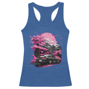 JDM Japanese Racerback Tank Top Tokyo Japan Drift Race Car Mount Fuji Cherry Blossom Sakura TS10 Royal Blue Print Your Wear