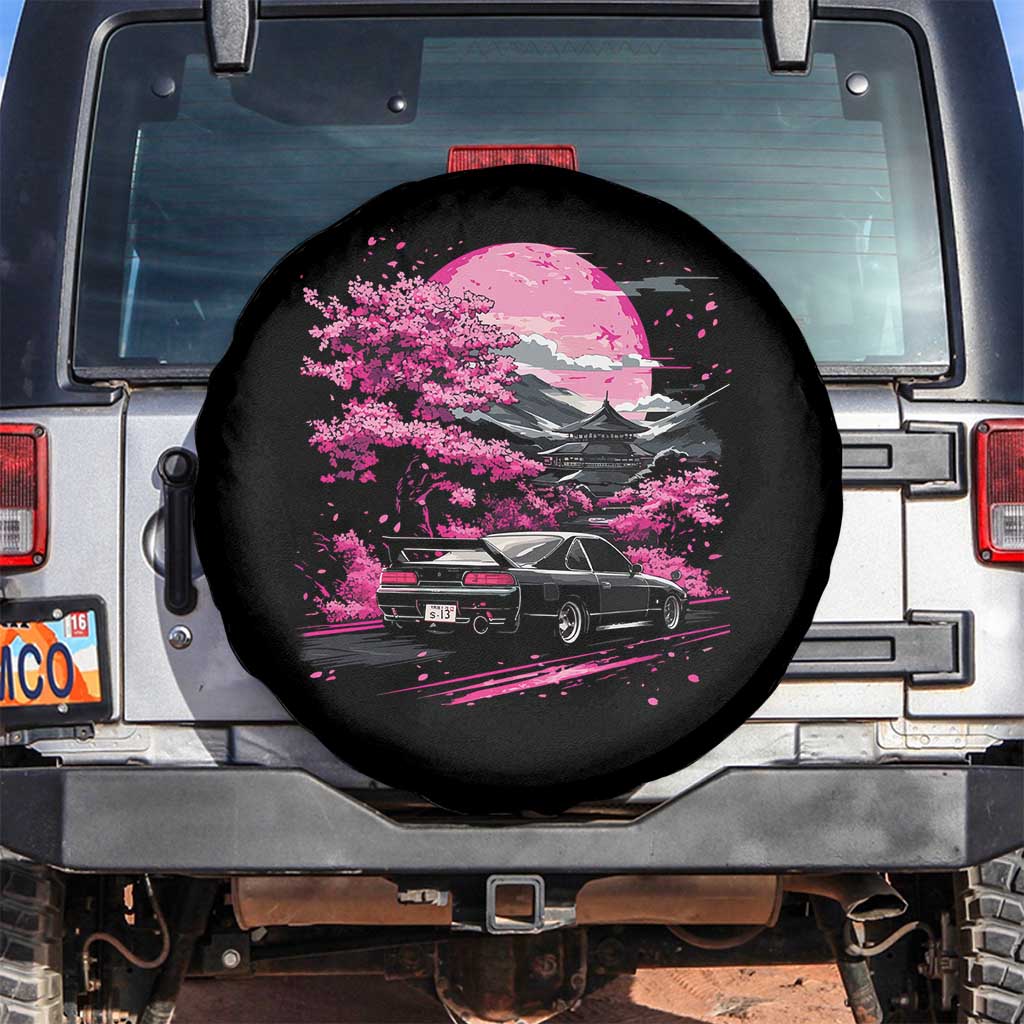 JDM Japanese Spare Tire Cover Tokyo Japan Drift Race Car Mount Fuji Cherry Blossom Sakura TS10 No hole Black Print Your Wear