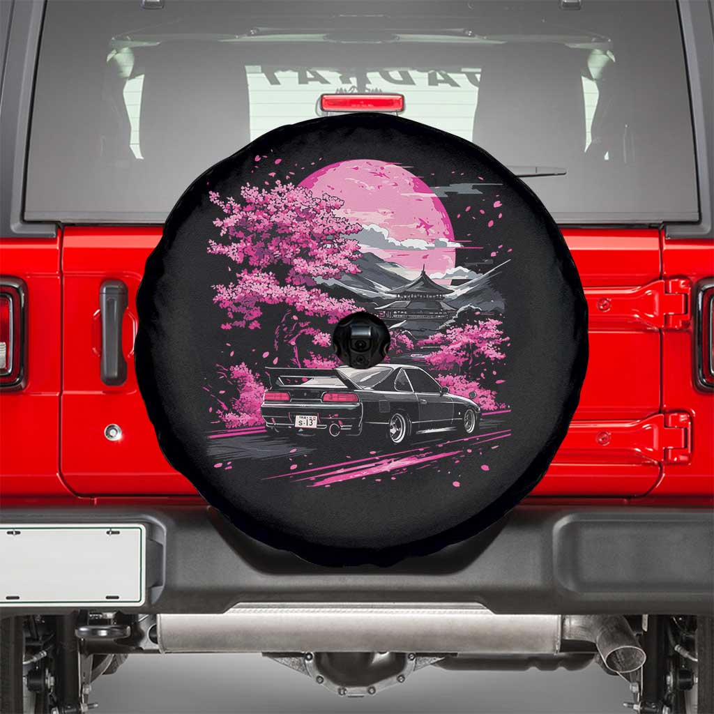 JDM Japanese Spare Tire Cover Tokyo Japan Drift Race Car Mount Fuji Cherry Blossom Sakura TS10 Black Print Your Wear