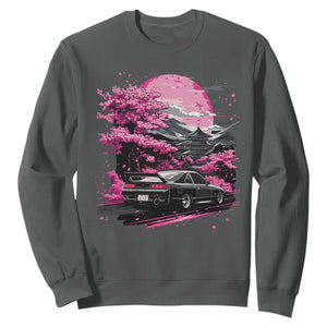 JDM Japanese Sweatshirt Tokyo Japan Drift Race Car Mount Fuji Cherry Blossom Sakura TS10 Dark Heather Print Your Wear