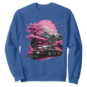 JDM Japanese Sweatshirt Tokyo Japan Drift Race Car Mount Fuji Cherry Blossom Sakura TS10 Royal Blue Print Your Wear