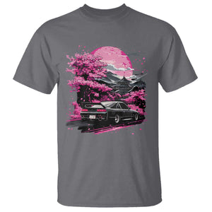 JDM Japanese T Shirt - Tokyo Japan Drift Race Car Mount Fuji Cherry Blossom Sakura Tee TS10 Charcoal Print Your Wear