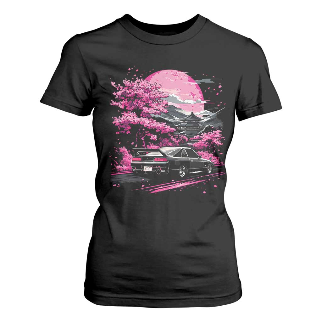 JDM Japanese T Shirt For Women Tokyo Japan Drift Race Car Mount Fuji Cherry Blossom Sakura TS10 Black Print Your Wear