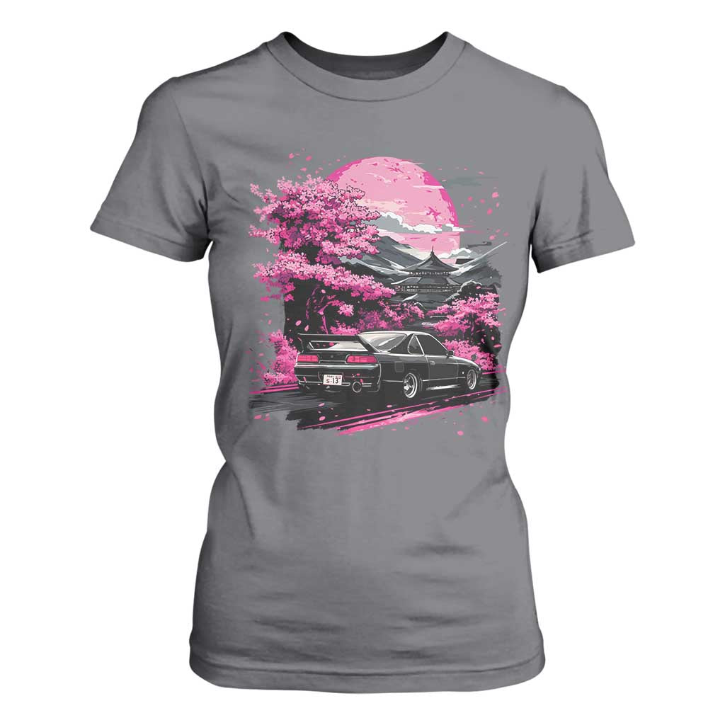 JDM Japanese T Shirt For Women Tokyo Japan Drift Race Car Mount Fuji Cherry Blossom Sakura TS10 Charcoal Print Your Wear