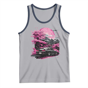 JDM Japanese Tank Top Tokyo Japan Drift Race Car Mount Fuji Cherry Blossom Sakura TS10 Athletic Heather Navy Print Your Wear