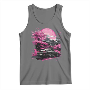 JDM Japanese Tank Top Tokyo Japan Drift Race Car Mount Fuji Cherry Blossom Sakura TS10 Black Heather Print Your Wear