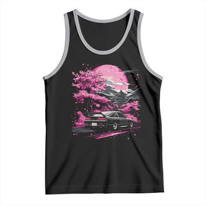 JDM Japanese Tank Top Tokyo Japan Drift Race Car Mount Fuji Cherry Blossom Sakura TS10 Black Athletic Heather Print Your Wear