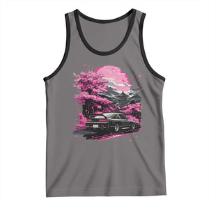 JDM Japanese Tank Top Tokyo Japan Drift Race Car Mount Fuji Cherry Blossom Sakura TS10 Deep Heather Black Print Your Wear