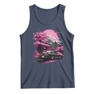 JDM Japanese Tank Top Tokyo Japan Drift Race Car Mount Fuji Cherry Blossom Sakura TS10 Navy Print Your Wear