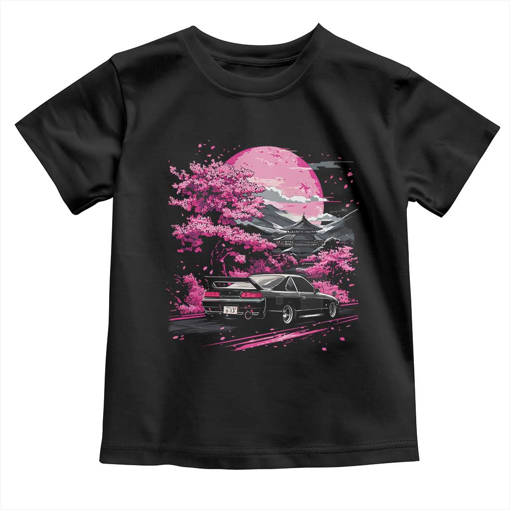 JDM Japanese Toddler T Shirt Tokyo Japan Drift Race Car Mount Fuji Cherry Blossom Sakura TS10 Black Print Your Wear