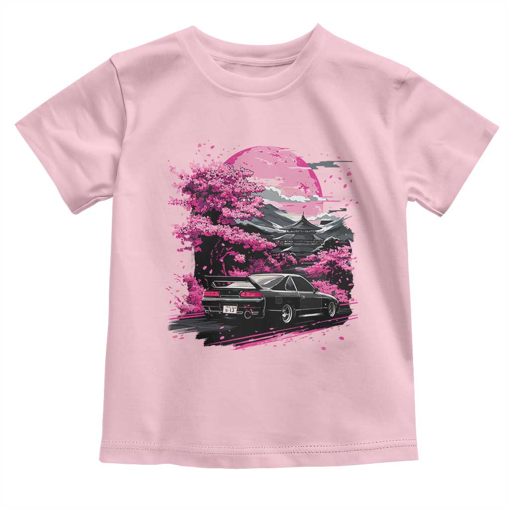 JDM Japanese Toddler T Shirt Tokyo Japan Drift Race Car Mount Fuji Cherry Blossom Sakura TS10 Light Pink Print Your Wear
