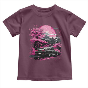 JDM Japanese Toddler T Shirt Tokyo Japan Drift Race Car Mount Fuji Cherry Blossom Sakura TS10 Maroon Print Your Wear