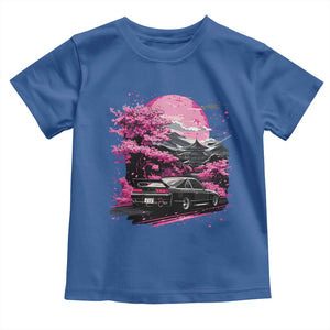 JDM Japanese Toddler T Shirt Tokyo Japan Drift Race Car Mount Fuji Cherry Blossom Sakura TS10 Royal Blue Print Your Wear