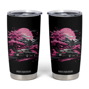 JDM Japanese Tumbler Cup Tokyo Japan Drift Race Car Mount Fuji Cherry Blossom Sakura TS10 Black Print Your Wear