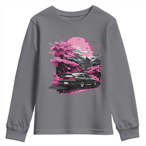 JDM Japanese Youth Sweatshirt Tokyo Japan Drift Race Car Mount Fuji Cherry Blossom Sakura TS10 Charcoal Print Your Wear