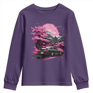 JDM Japanese Youth Sweatshirt Tokyo Japan Drift Race Car Mount Fuji Cherry Blossom Sakura TS10 Purple Print Your Wear