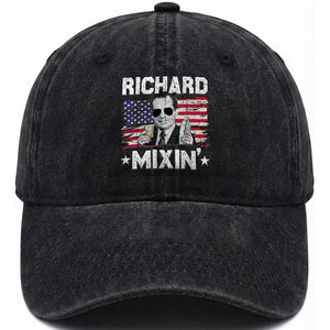 Funny 4th of July Richard Nixon Mixin Washed Cotton Baseball Cap Patriotic Bartender American Flag TS10 Washed Cap Universal Fit Black Print Your Wear