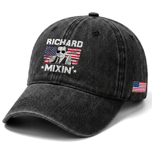 Funny 4th of July Richard Nixon Mixin Washed Cotton Baseball Cap Patriotic Bartender American Flag TS10 Print Your Wear