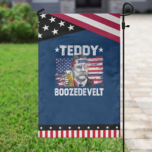 Funny Theodore Roosevelt 4th Of July Garden Flag Teddy Boozedevelt Drinking American Flag TS10 Classic Blue Black Print Your Wear