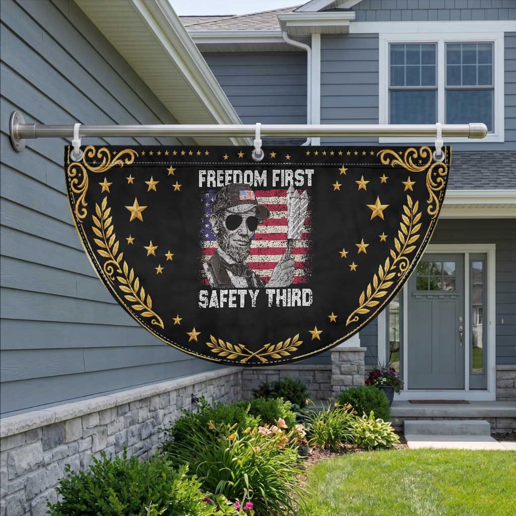 Lincoln 4th Of July Patriotic Fan Flag Abe Freedom First Safety Third American Flag