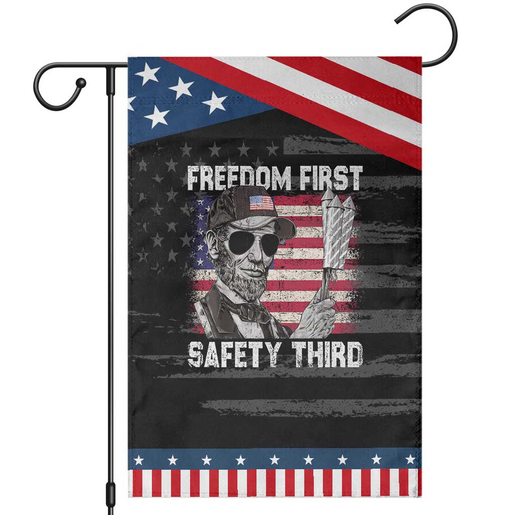 Lincoln 4th Of July Garden Flag Abe Freedom First Safety Third American Flag TS10 Distressed Black Blue Print Your Wear