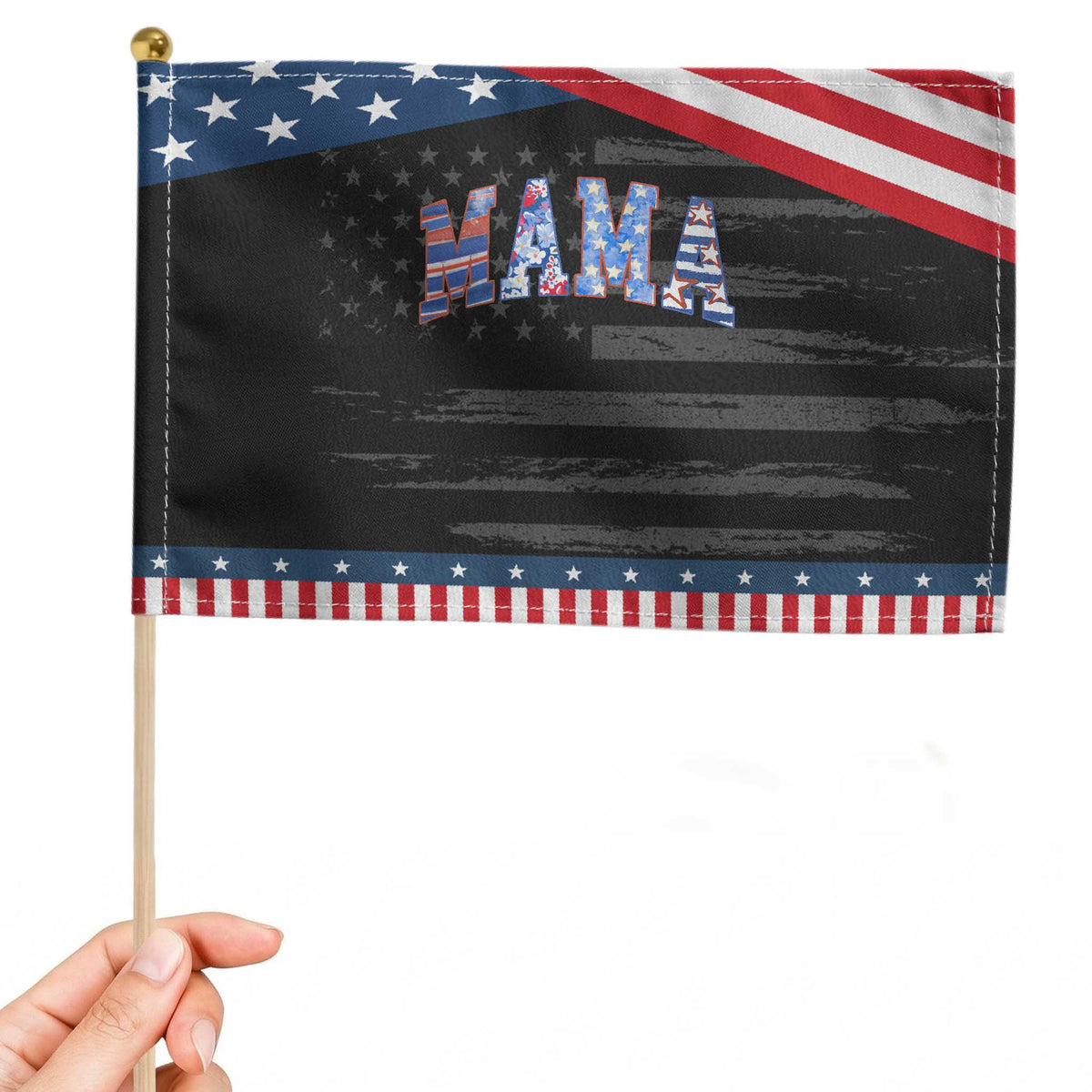 American Mama Patriotic Handheld Flag 4th of July TS10 Distressed 8.2