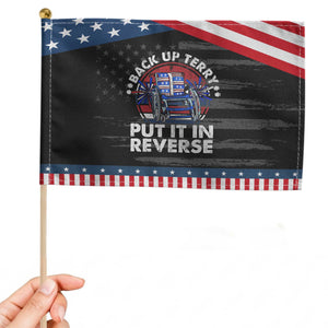 Back It Up Terry Put It In Reverse Patriotic Handheld Flag Funny 4th Of July TS10 Distressed 8.2" × 5.5" Black Blue Print Your Wear