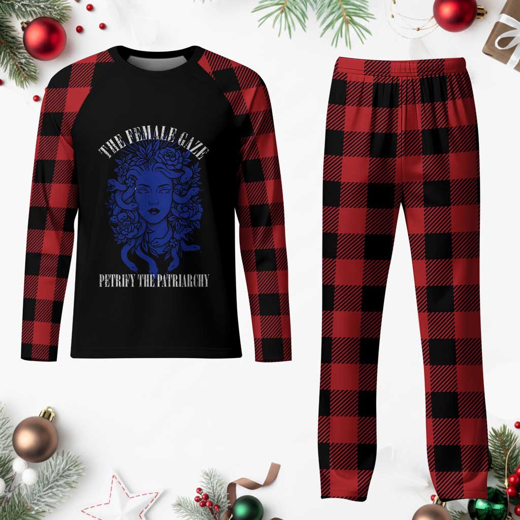 Medusa Feminist Plaid Pajama Set Womens Rights Mythical Empowerment Graphic TS10 Buffalo Plaid Print Your Wear