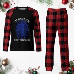 Medusa Feminist Plaid Pajama Set Womens Rights Mythical Empowerment Graphic TS10 Buffalo Plaid Print Your Wear